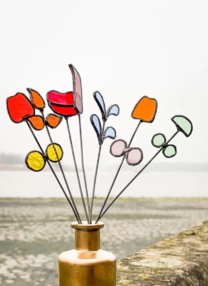 Glas in lood bloemen
