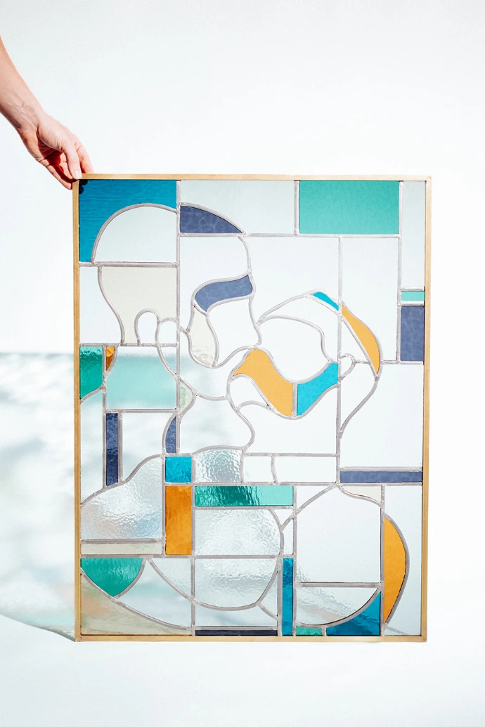 Let me kiss you, glas in lood kunst